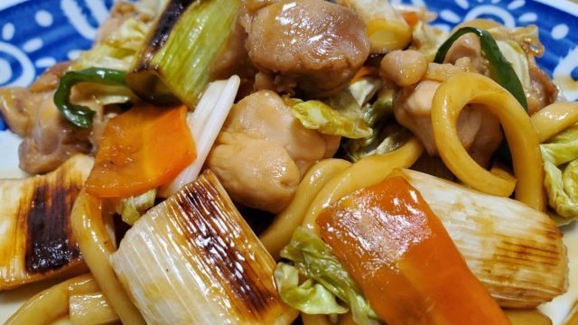 焼き鳥で焼うどん